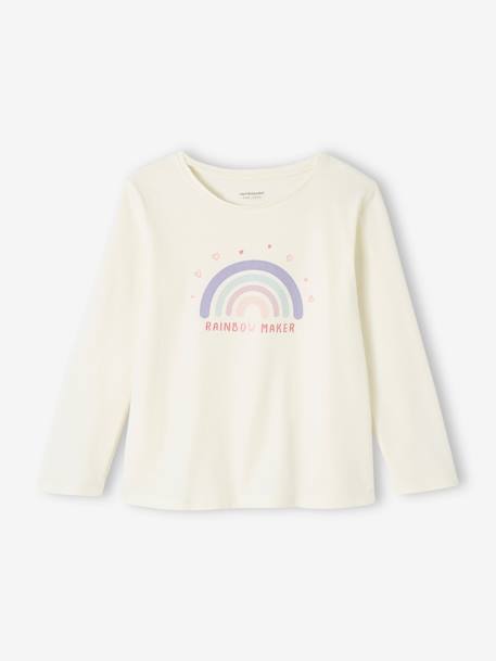 Meisjespyjama met regenboog van tricot en flanel rozen - vertbaudet enfant 