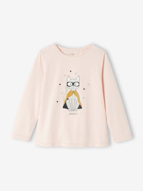Meisjespyjama in supercat tricot en flanel lichtroze - vertbaudet enfant 