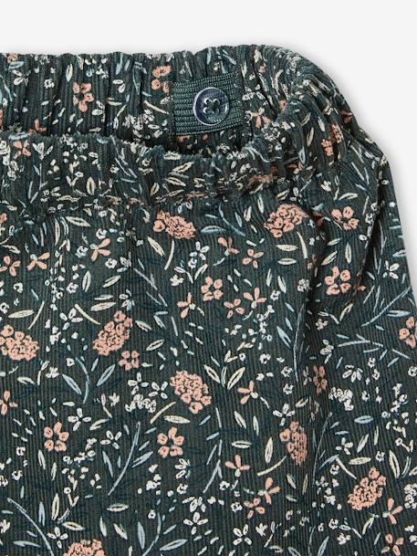 Fluwelen meisjesrok met ruches en bloemenprint groen - vertbaudet enfant 