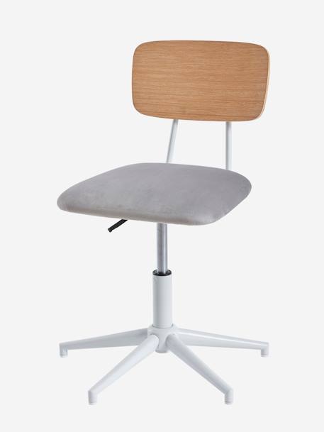 Metalen en houten bureaustoel LIGNE SCHOOL grijs+rozen - vertbaudet enfant 