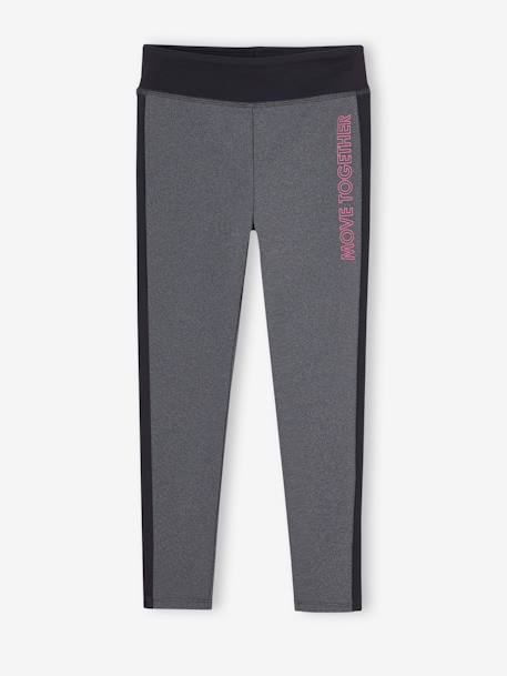 Sportlegging meisjes met zijstroken gemêleerd grijs+marineblauw+MARINEBLAUW+roze (poederkleur) - vertbaudet enfant 