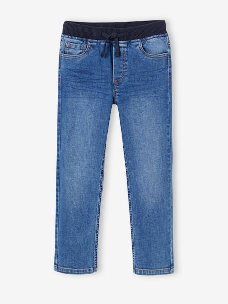 Onverwoestbare rechte relaxjeans jongens, eenvoudig aan te trekken denimgrijs+double stone+ongewassen denim+stone - vertbaudet enfant 