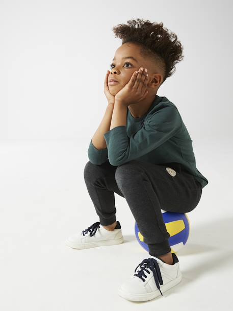 Joggingbroek van molton jongens dennen+donker leisteenblauw+gemêleerd zwart+grijs+marineblauw, gechineerd+middenblauw+oker+zwart - vertbaudet enfant 