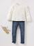 T-shirt BASICS met lange mouwen en ruches voor meisjes ecru+rozen - vertbaudet enfant 