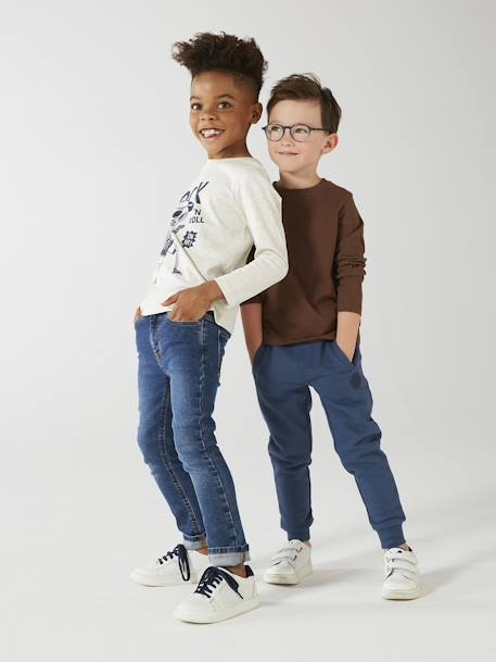 Joggingbroek van molton jongens dennen+donker leisteenblauw+gemêleerd zwart+grijs+marineblauw, gechineerd+middenblauw+oker+zwart - vertbaudet enfant 