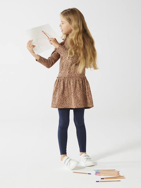 Meisjes legging met iriserende riem gemêleerd grijs+MARINE GRIJS+oudroze+ZWART - vertbaudet enfant 