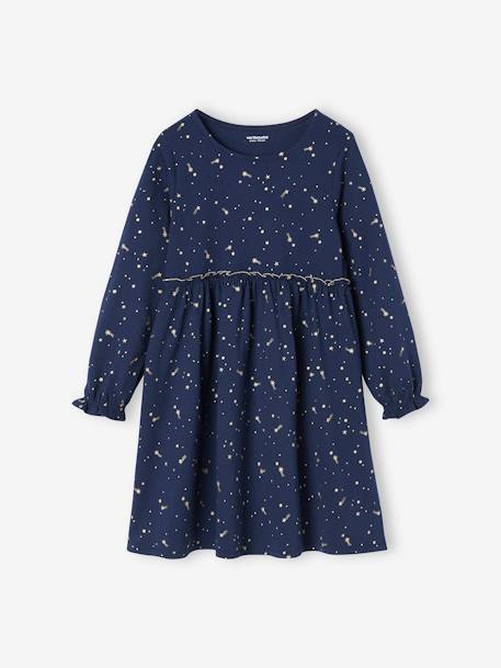 Meisjesfeestjurk met glanzende sterrenprint marineblauw+rood - vertbaudet enfant 