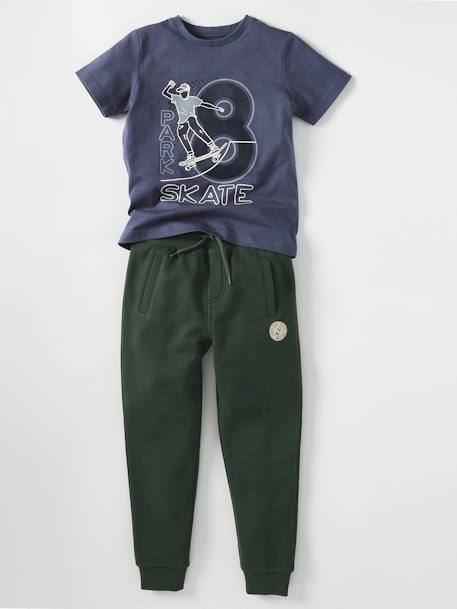 Joggingbroek van molton jongens dennen+donker leisteenblauw+gemêleerd zwart+grijs+marineblauw, gechineerd+middenblauw+oker+zwart - vertbaudet enfant 