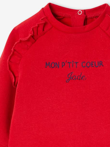 Personaliseerbare fleece babysweater rood+rozenhout - vertbaudet enfant 