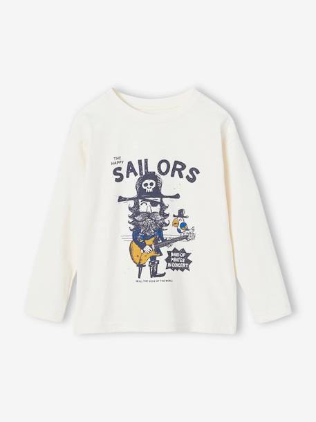 T-shirt met speels motief 'rebelse piraat' ecru - vertbaudet enfant 