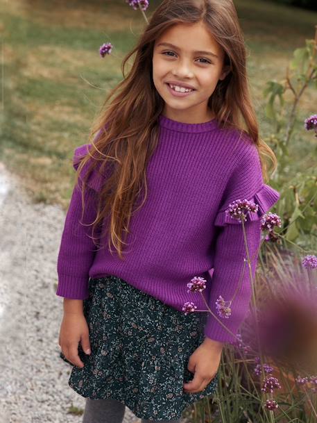 Fluwelen meisjesrok met ruches en bloemenprint groen - vertbaudet enfant 