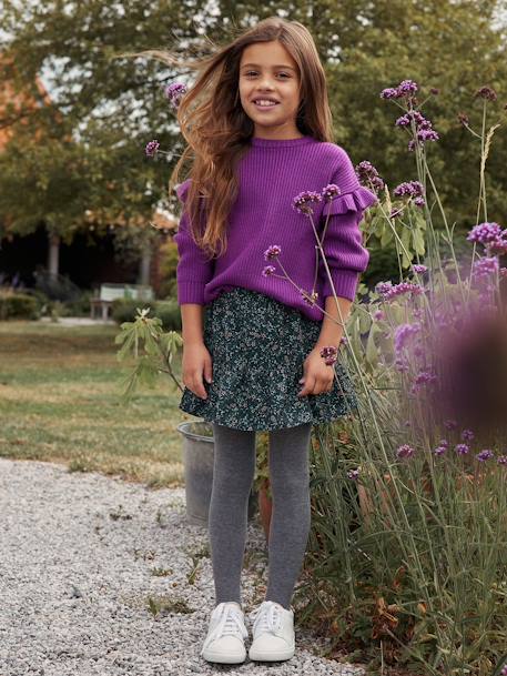 Fluwelen meisjesrok met ruches en bloemenprint groen - vertbaudet enfant 