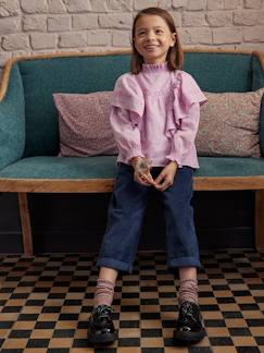 Ribfluwelen paperbag broek voor meisjes  - vertbaudet enfant