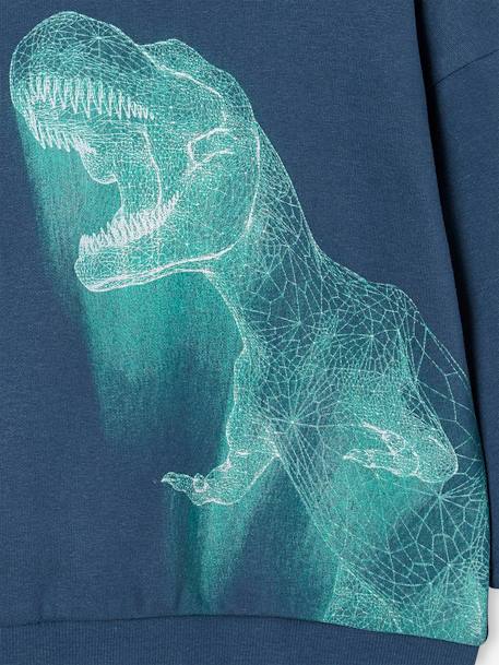 Sweater met capuchon en neon dinomotief nachtblauw - vertbaudet enfant 