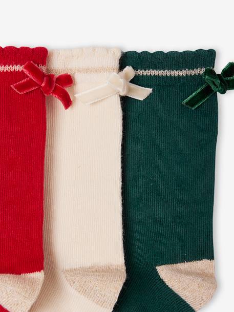 Kerstset Girly Socks set van 3 paar meisjessokken met strik rood - vertbaudet enfant 