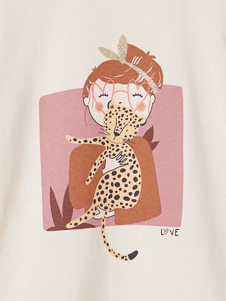 T-shirt motief 'Egerie' (muze) meisjes lange mouwen beige (poederkleur) - vertbaudet enfant 