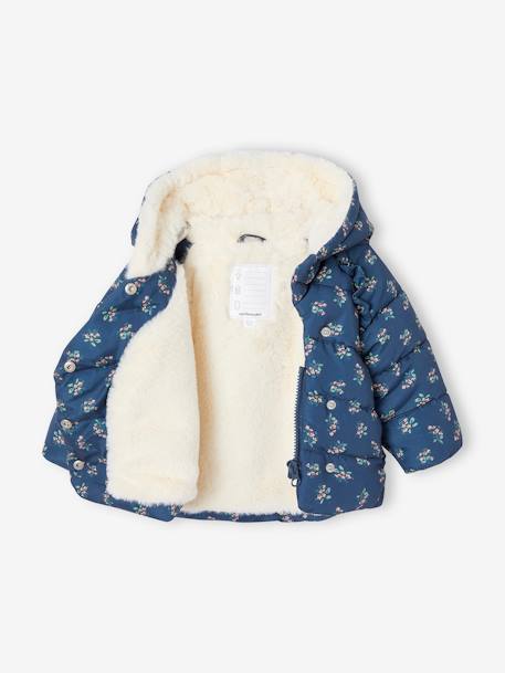 Asymmetrisch donsjack met voering baby leiblauw+poederroze - vertbaudet enfant 