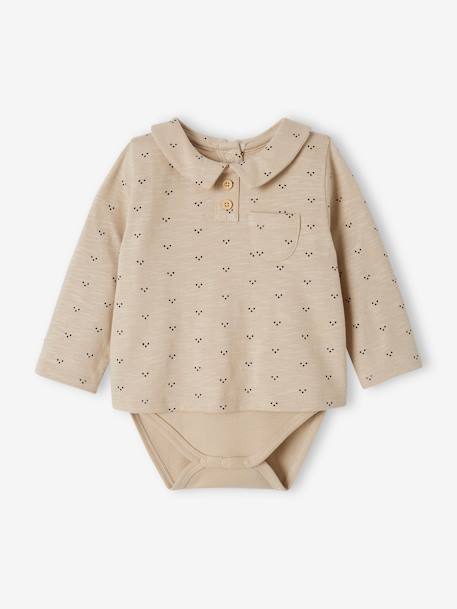Baby T-shirt-body met polokraag en lange mouwen klei - vertbaudet enfant 