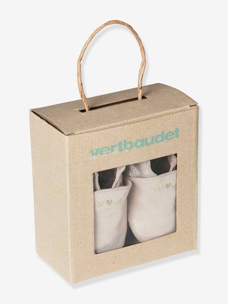 Elastische leren babyschoentjes in soepel leer goud+nachtblauw+oudroze+roze (poederkleur)+roze, bedrukt+veel roze+wit, bedrukt - vertbaudet enfant 