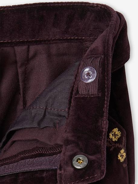 Meisjesshort van glad fluweel aubergine - vertbaudet enfant 