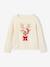Kerstcadeauverpakking 'Renne' jacquard trui + 2 scrunchies voor meisjes ecru+lichtroze - vertbaudet enfant 