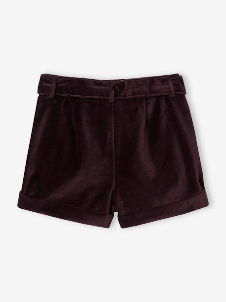 Meisjesshort van glad fluweel aubergine - vertbaudet enfant 