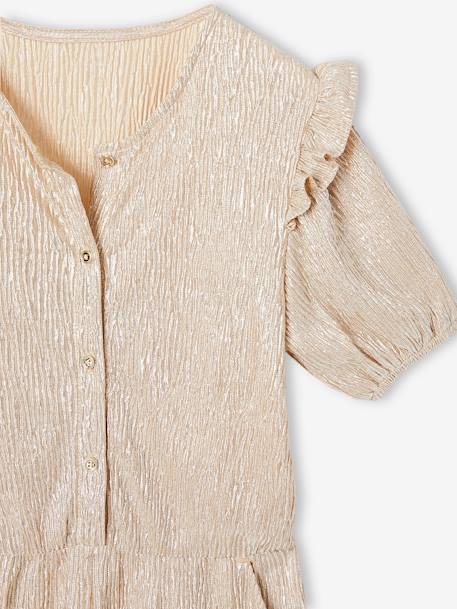 Feestelijke jumpsuit met pofmouwen en volants voor meisjes goud - vertbaudet enfant 