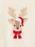 Kerstcadeauverpakking 'Renne' jacquard trui + 2 scrunchies voor meisjes ecru+lichtroze - vertbaudet enfant 
