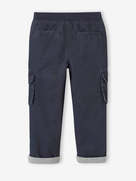 Gevoerde battlebroek voor jongens, eenvoudig aan te trekken kaki+nachtblauw - vertbaudet enfant 