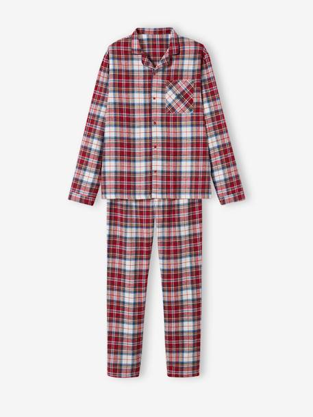 Flanellen pyjama voor volwassenen 'Happy Family' capsulecollectie rood, geruit - vertbaudet enfant 