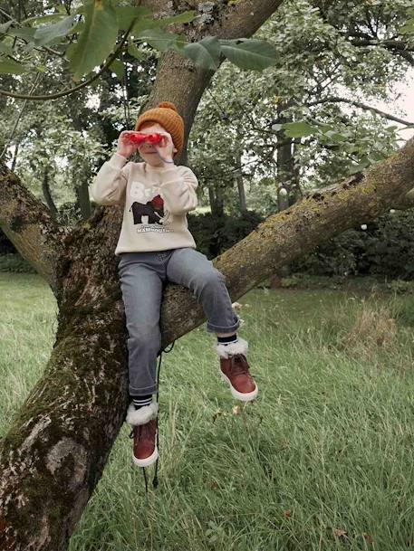 Onverwoestbare rechte relaxjeans jongens, eenvoudig aan te trekken denimgrijs+double stone+ongewassen denim+stone - vertbaudet enfant 