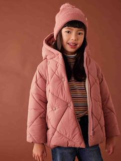 -Donsjack met capuchon voor meisjes met sherpa voering