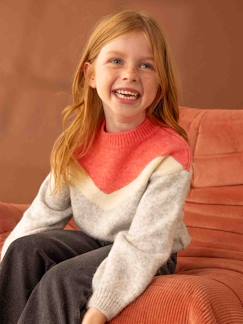 Meisje-Trui, vest, sweater-Meisjestrui met colourblock effect