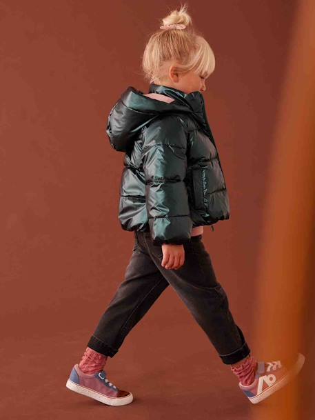 Mom jeans met hartjeszakken op de achterkant Meisje denimgrijs+grijs+stone - vertbaudet enfant 