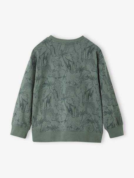 Jongensshirt in sweaterlook met print groen, bedrukt+okergeel - vertbaudet enfant 