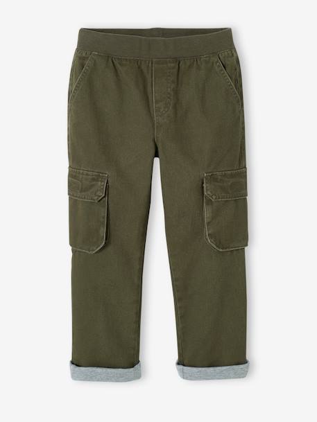 Gevoerde battlebroek voor jongens, eenvoudig aan te trekken kaki+nachtblauw - vertbaudet enfant 