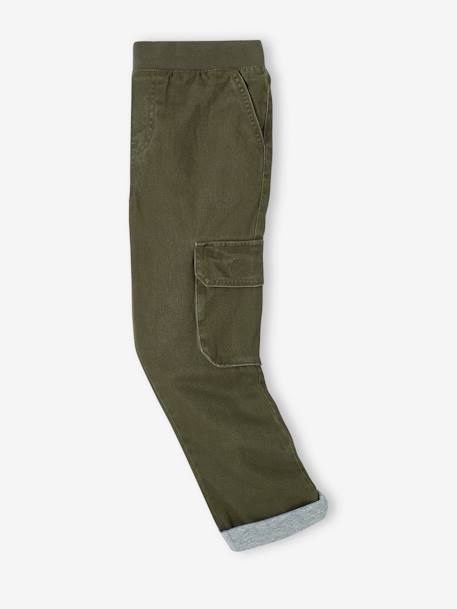 Gevoerde battlebroek voor jongens, eenvoudig aan te trekken kaki+nachtblauw - vertbaudet enfant 