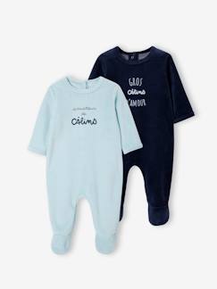 Baby-Pyjama, surpyjama-Set van 2 fluwelen babyslaappakjes BASICS