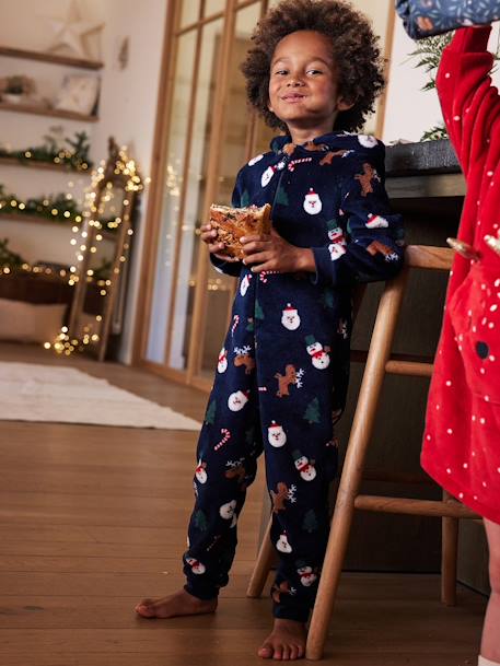 Onesie pyjama kerst jongens marineblauw - vertbaudet enfant 