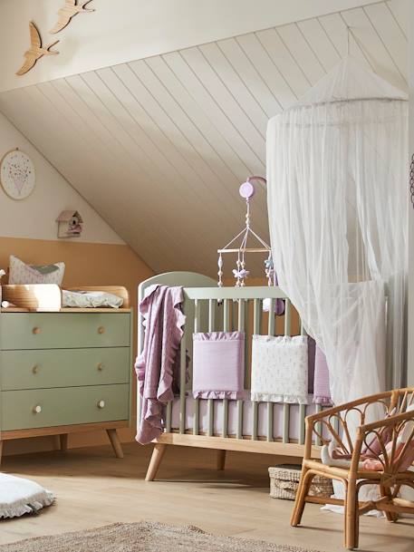 Babybed met spijlen CONFETTI groen+Wit - vertbaudet enfant 