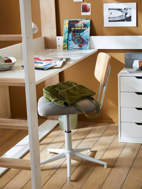 Metalen en houten bureaustoel LIGNE SCHOOL grijs+rozen - vertbaudet enfant 