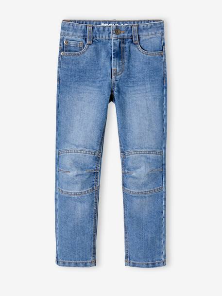 Rechte jeans voor jongens MorphologiK indestructible 'waterless' met heupomtrek medium denim stone+onbewerkt denim - vertbaudet enfant 