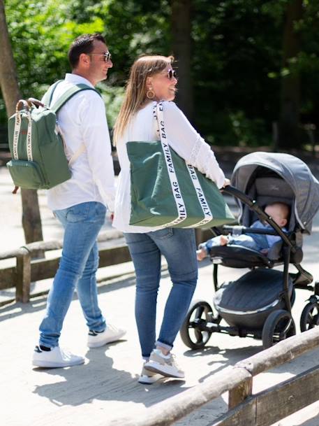 Luiertas in rugzakmodel Family Club Signature CHILDHOME bruin+ecru+groen - vertbaudet enfant 
