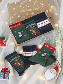Jongens-Ondergoed-Sokken-Set van 3 paar halfhoge kerstsokken voor jongens.