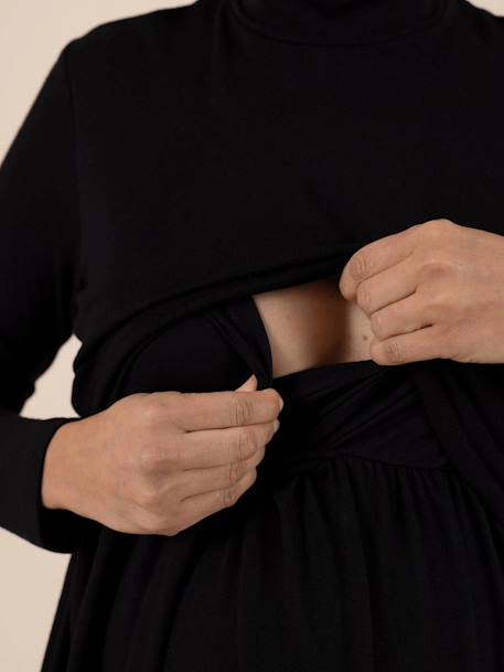 Trui-jurk voor zwangere vrouwen van fijn tricot Fanette Ls ENVIE DE FRAISE zwart - vertbaudet enfant 