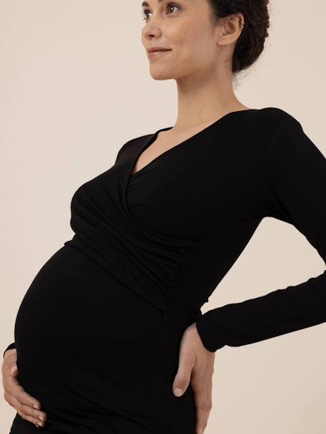 Zwangerschapstop Fiona Ls ENVIE DE FRAISE zwart+zwart, bedrukt - vertbaudet enfant 