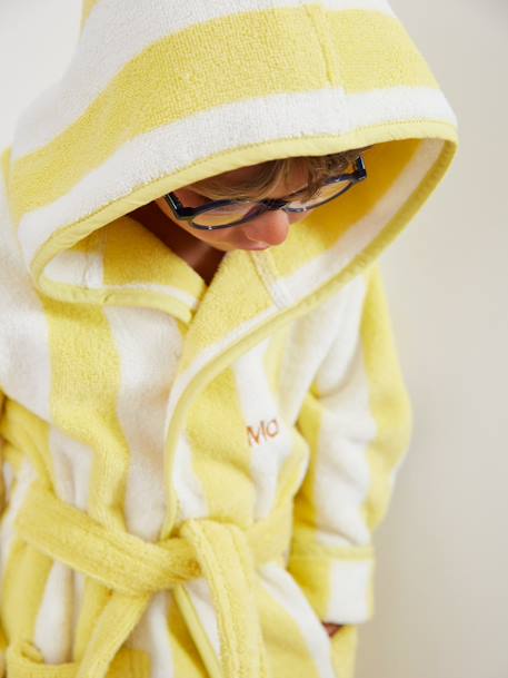 TRANSAT gestreepte badjas voor kinderen geel, gestreept+paars, gestreept - vertbaudet enfant 