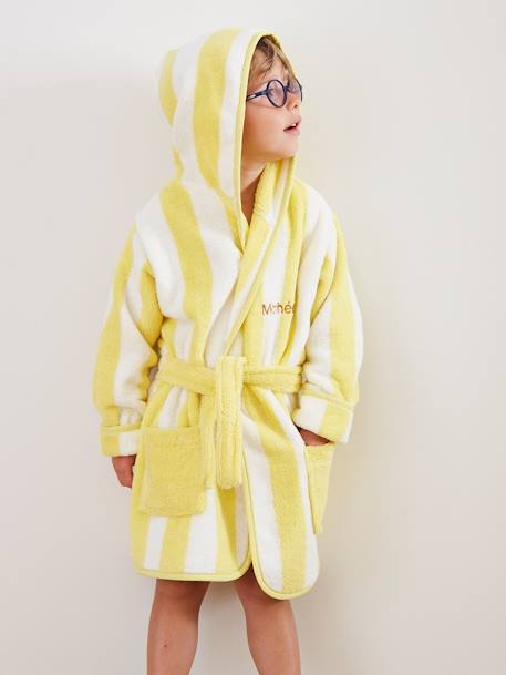 TRANSAT gestreepte badjas voor kinderen geel, gestreept+paars, gestreept - vertbaudet enfant 