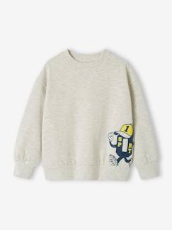 Jongens-Trui, vest, sweater-Sweater-Sportieve sweater met mascottemotief voor en achter