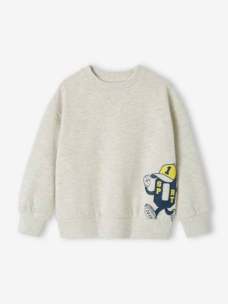 Sportieve sweater met mascottemotief voor en achter gemêleerd wit - vertbaudet enfant 